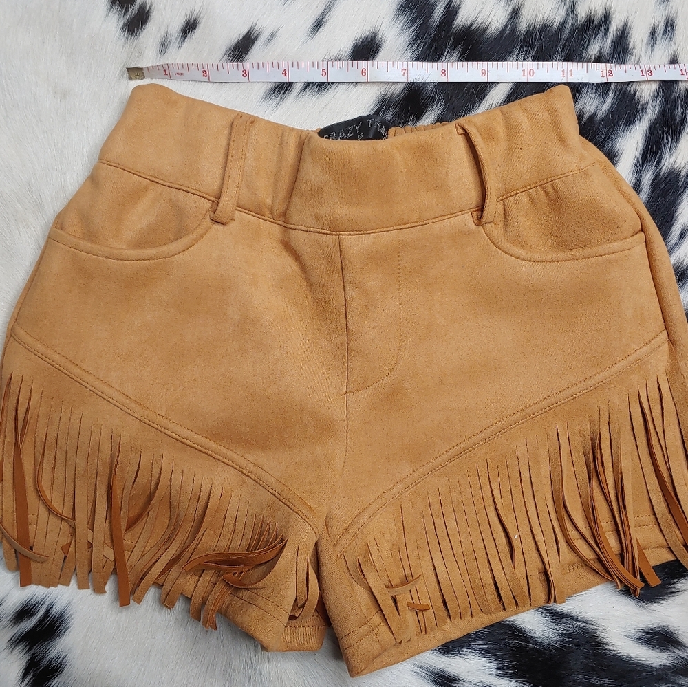 NEW Crazy Train Suede Like Fringe Shorts Size Small NWOT Western Cowgirl